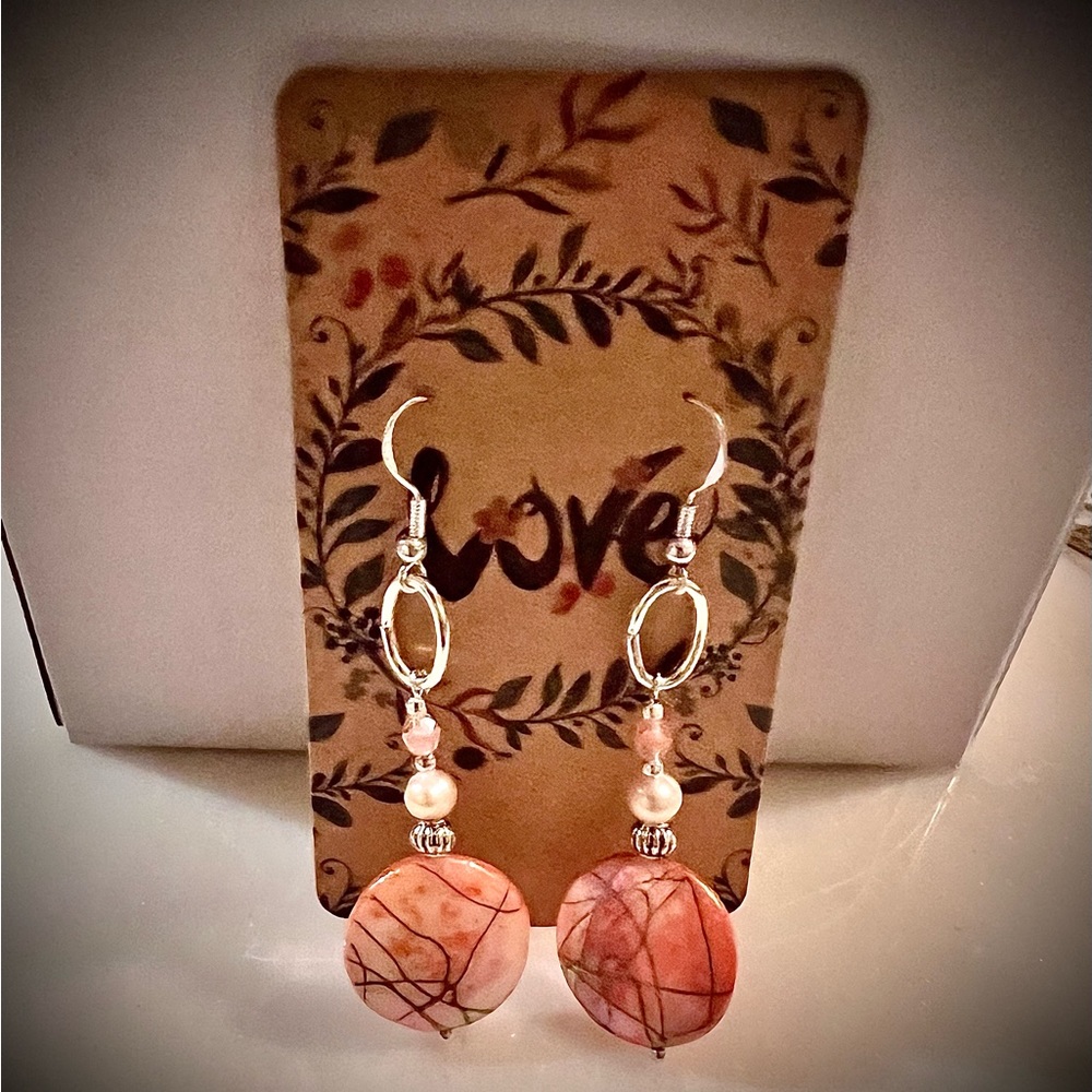 Fashion Fresh water pearl beaded with crystal on sterling silver hooks